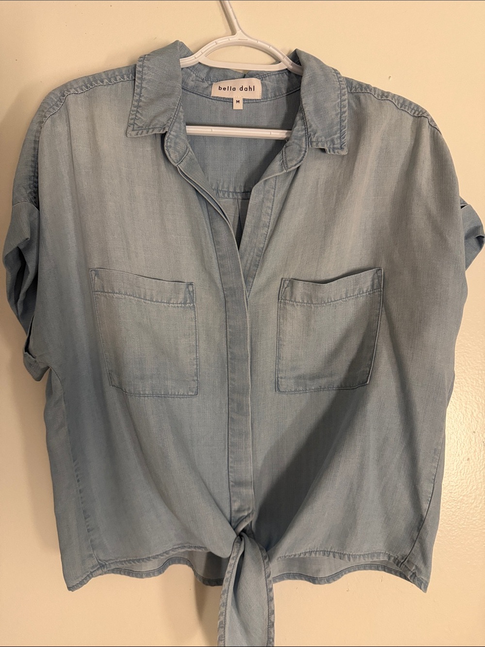 Bella Dahl Light Blue Tie-Front Button-Down Shirt